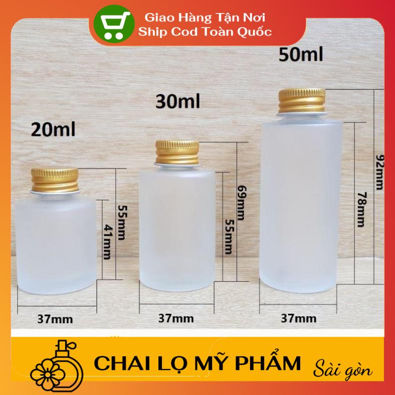Chai Chiết Mĩ Phẩm ❤ SIÊU RẺ ❤ Chai Thủy tinh mờ Nắp nhôm 20ml,30ml,50ml chiết mỹ phẩm , phụ kiện du lịch