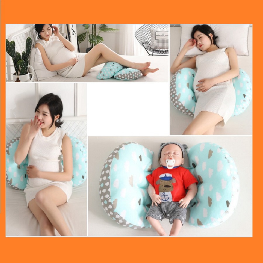 Gối bà bầu, kích thước (70x22x40cm), vải 100% cotton, ruột bông nhân tạo (lợn hồng) tuan095