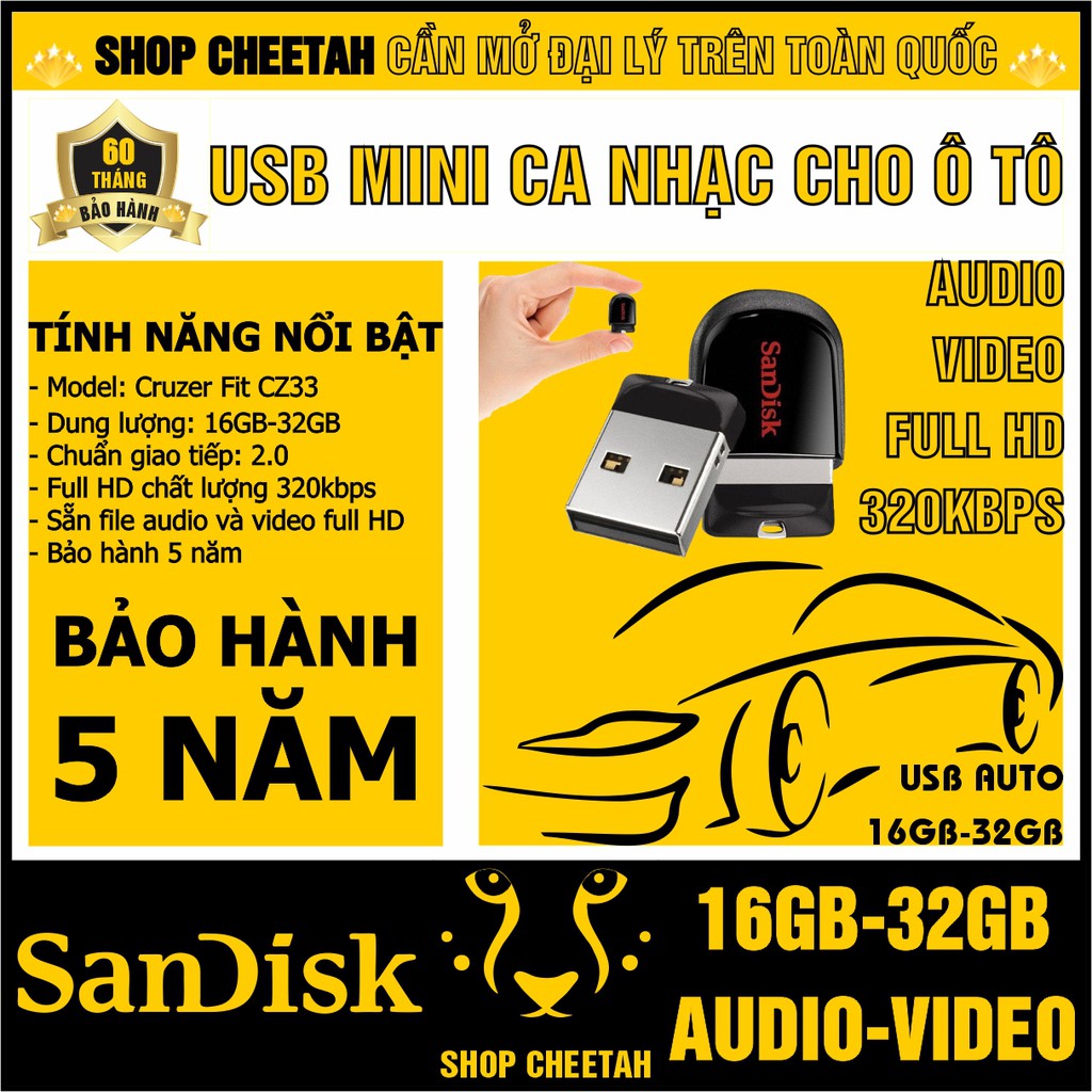 USB nhạc cho ô tô, loa keo và các thiết bị khác – Sẵn hàng nghìn file nhạc tiếng và file video full HD ca nhạc