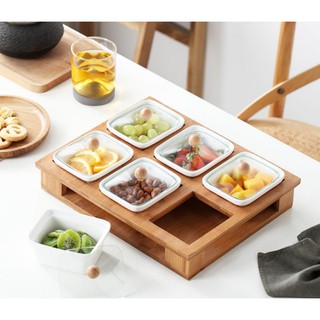 Khay gỗ, khay sứ, khay sứ 3 cao cấp tầng đựng mứt