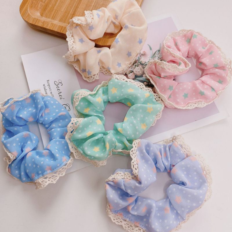 Set 5-6-7-8 dây buộc tóc, dây cột tóc vải scrunchies