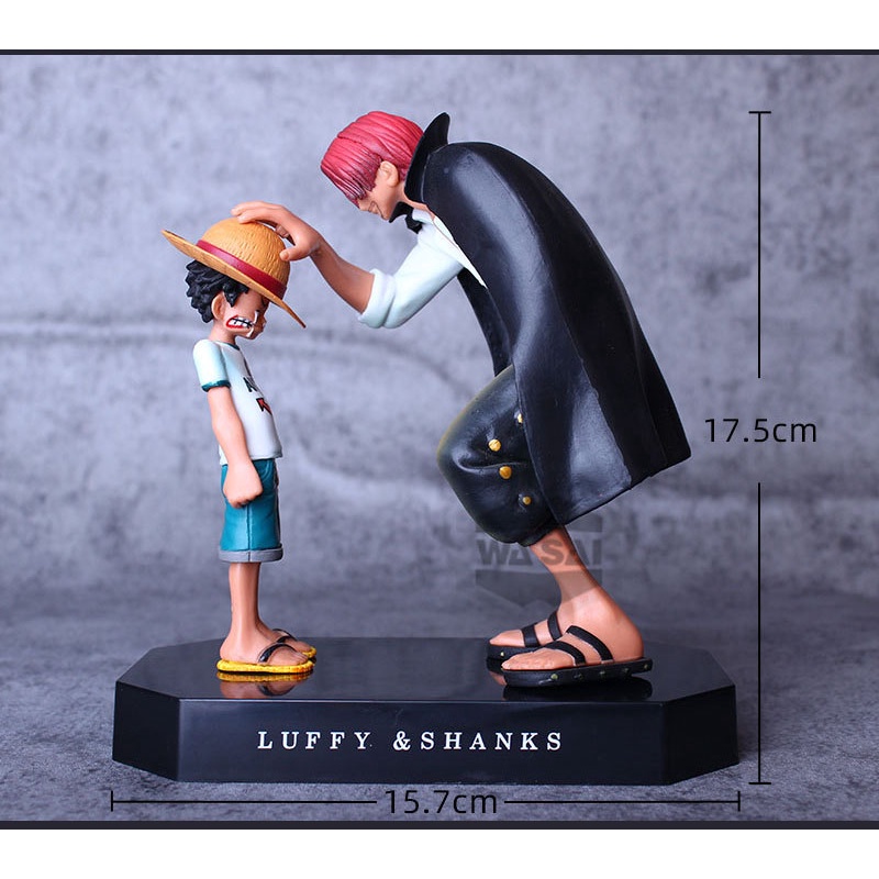 Mô hình One Piece Luffy và Shanks tóc đỏ cao 18cm khởi đầu của hành trình làm hải tặc của luffy