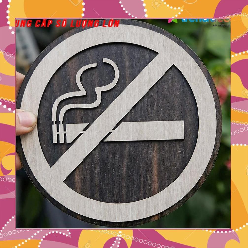 GIÁ GỐC- Tranh gỗ treo tường - Biển gỗ No Smoking- Cấm hút thuốc đẹp trang trí nhà và quán cafe WoodLaserDecor
