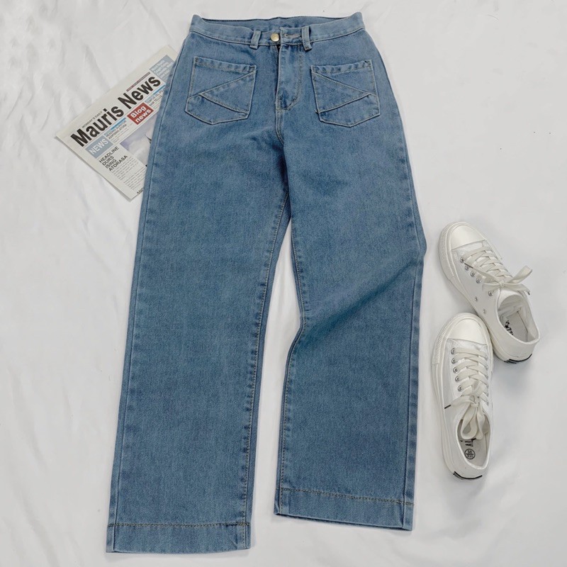 Quần Simple Jean Ống Rộng 2T Unisex ( hình thật 100% )