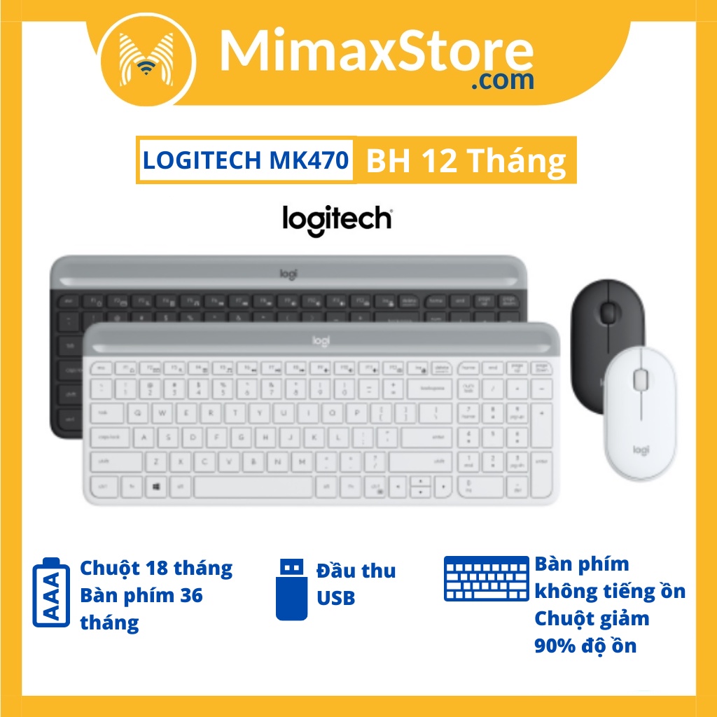 Bộ Bàn Phím Chuột Không Dây Logitech MK470 | Hàng Chính Hãng Logitech | Bảo Hành 12 Tháng | Mimax Store