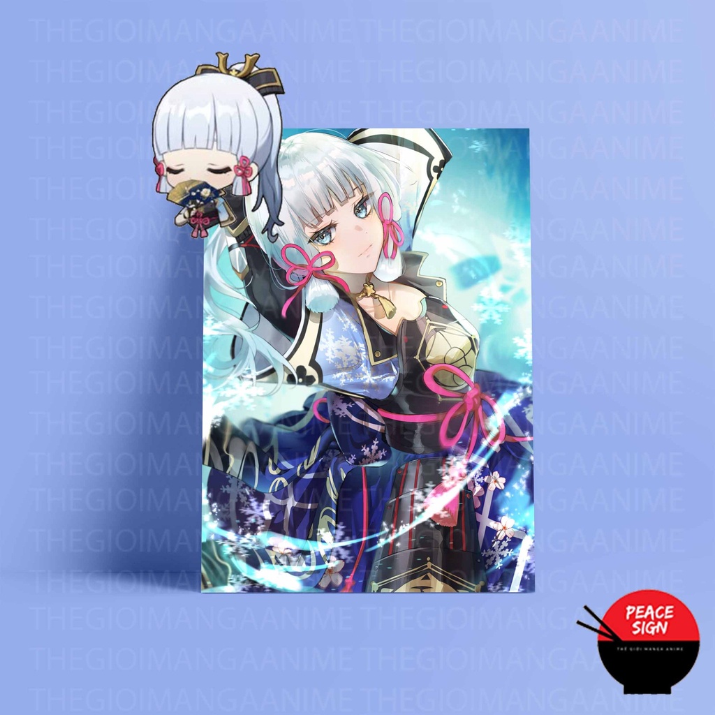 Tấm Poster cao cấp giấy 260gsm in hình nhân vật KAMISATO AYAKA game GENSHIN IMPACT anime chibi postcard ảnh đẹp