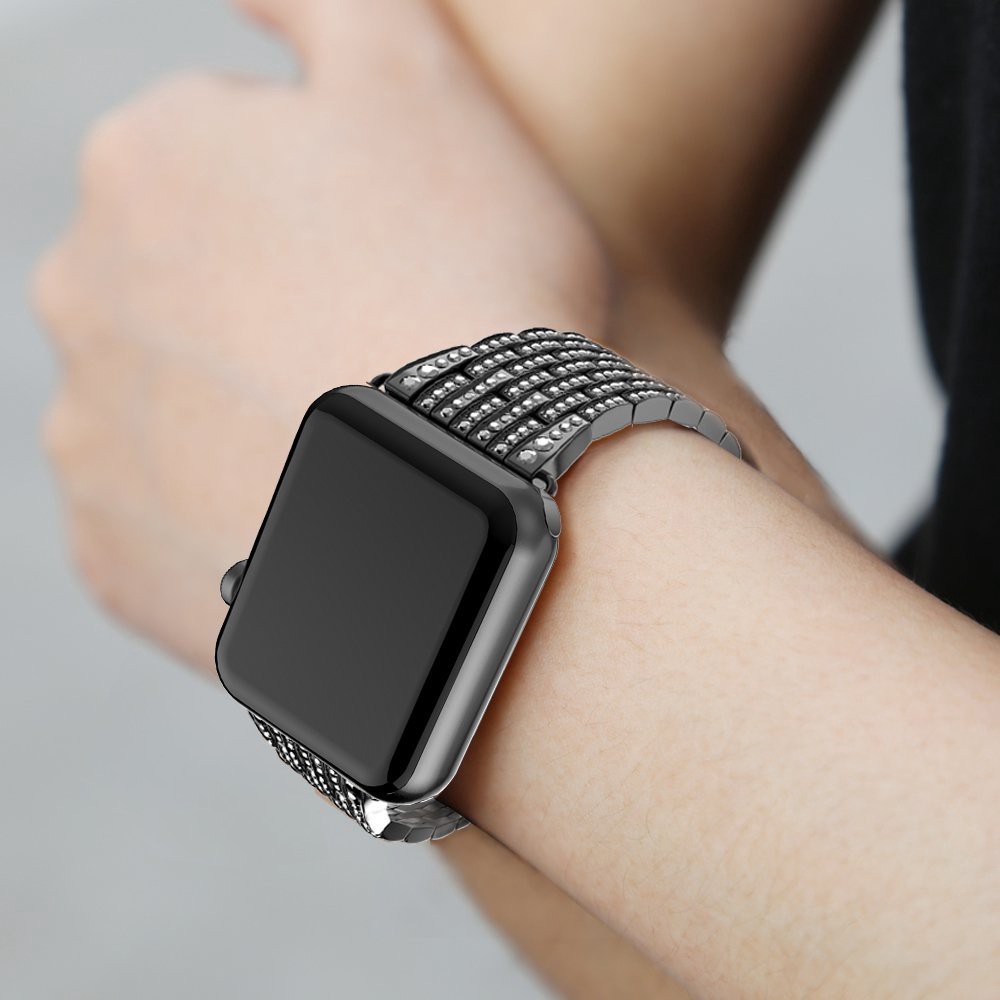 Dây đeo inox đính đá cho đồng hồ thông minh for Apple Watch Ultla Series 1 2 3 4 5 SE 6 7 8 38mm 42mm 40mm 44mm 41mm 45mm 49mm
