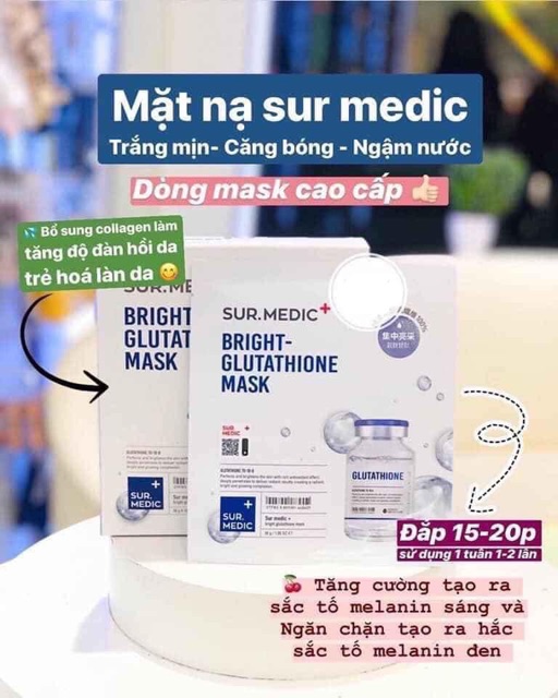 Mặt nạ làm trắng chuyên sâu Sur.Medic Bright Glutathione Mask