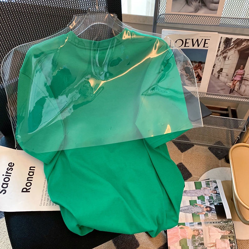 Áo Thun Cổ Tròn Tay Ngắn Dáng Rộng In Họa Tiết Trái Tim Thời Trang Mùa Hè Phong Cách Hàn Quốc Mới Cho Nữ