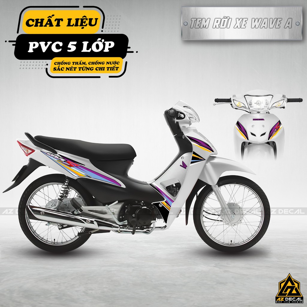 Tem Wave Alpha Tím Super Sport, Khuôn Chính Xác 100% | WA061608 | Chất Liệu PVC 5 Lớp - Chống Bay Màu