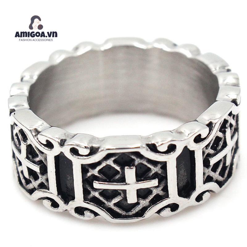 ✨✨Nhẫn Đeo Tay Màu Đen Phong Cách Punk Retro Cá Tính Thời Trang Cho Nam