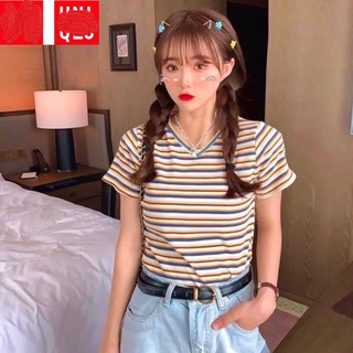 ÁO THUN NỮ SỌC NGANG CỔ TIM