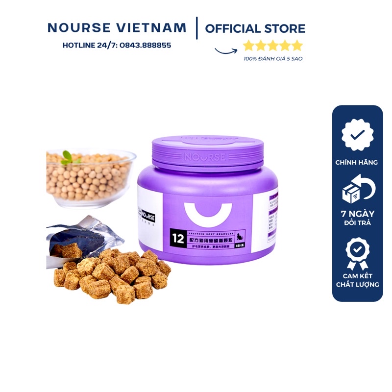 Viên Nourse 12 ngăn ngừa rụng lông, dưỡng lông và phục hồi lông cho mèo (180gr)