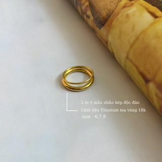 Nhẫn nữ MEE chất liệu titan 2 tầng bản trơn phong cách và cá tính - R3507