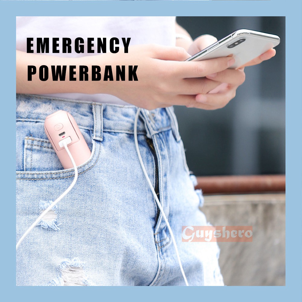 Guyshero Quạt Mini Cầm Tay Tích Hợp Pin Sạc Dự Phòng khẩn cấp