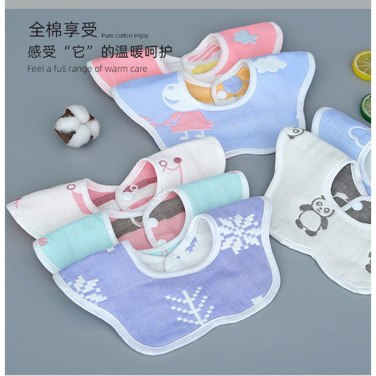 Set 2 Khăn yếm xô tròn Organic, yếm xô tròn quàng cổ 4 lớp 360 độ cho bé sơ sinh
