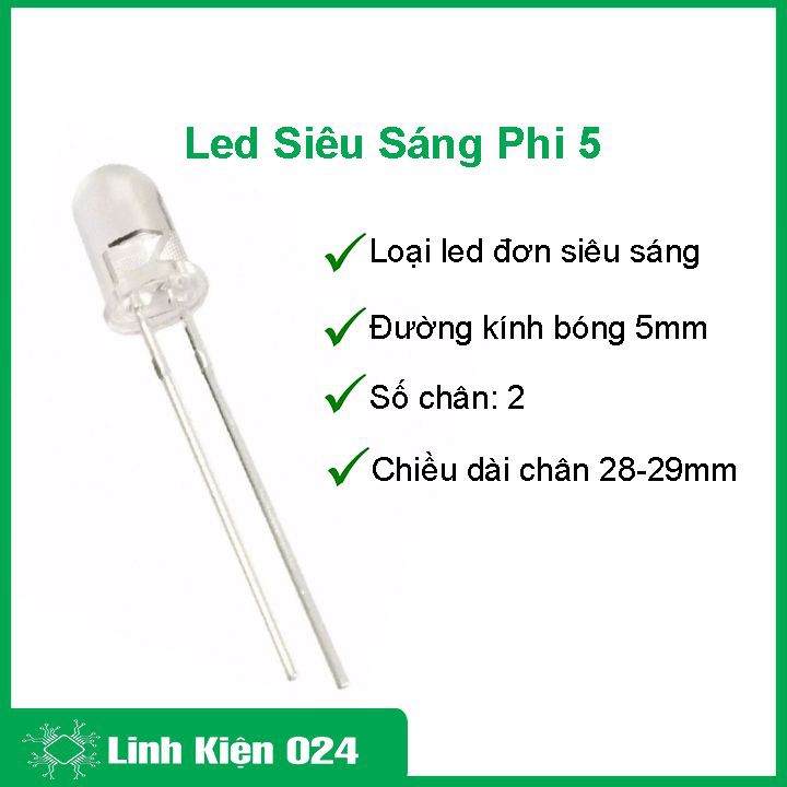 Gói 10 Con Led Siêu Sáng Ø5