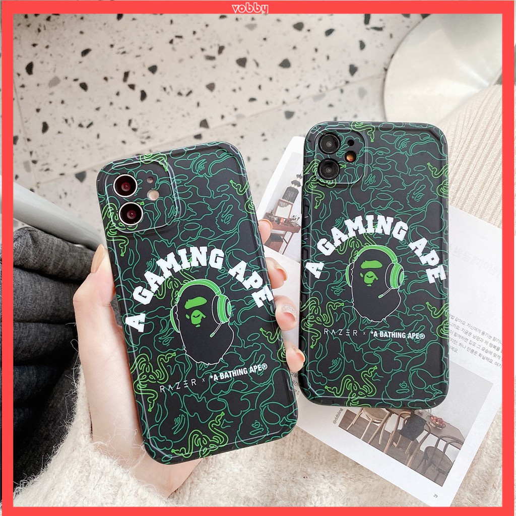 Ốp điện thoại nhựa mềm họa tiết hoạt hình BAPE cho iPhone12 MINI 11 PRO MAX 7/8plus SE2020 X/XS XR XSMAX