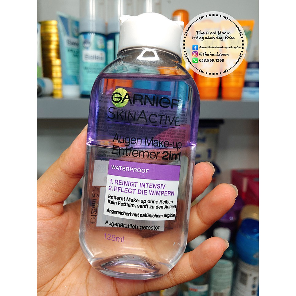 Nước Tẩy Trang Mắt Môi Garnier Augen Make Up Entferner 2 in 1, 125ml Pháp