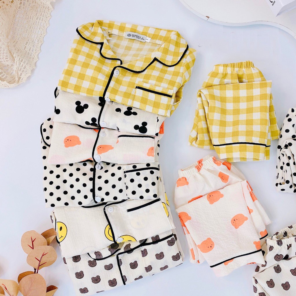 Đồ bộ quần áo dài tay pijama chất đũi xốp cho bé AM801