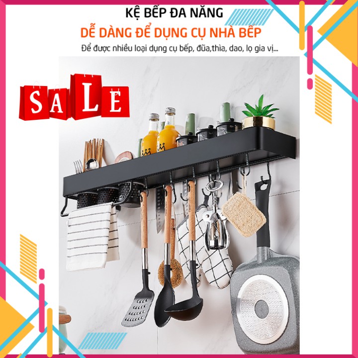 Kệ Bếp Gắn Tường,Kệ Đựng Gia Vị Đa Năng Bằng Hợp Kim Nhôm Không Gỉ Sét, Cứng Cáp