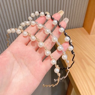 Băng Đô Cài Tóc Đính Ngọc Trai Nhân Tạo Thiết Kế Đơn Giản Thời Trang Phong Cách Hàn Quốc Cho Nữ