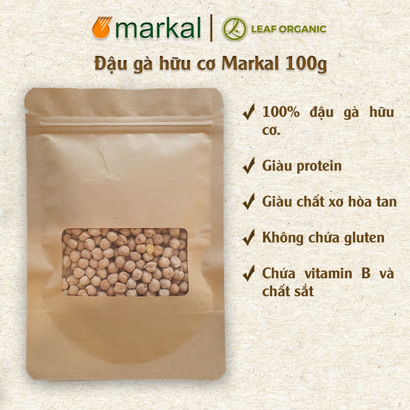 Đậu gà hữu cơ Markal túi zip 100g giàu protein và chất xơ