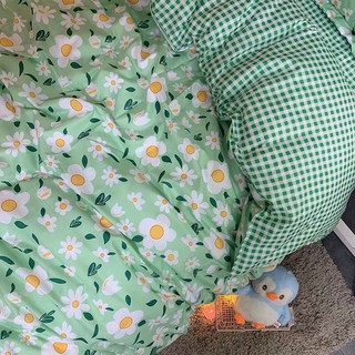 Bộ Chăn Ga Gối Cotton Poly Hoa Xanh