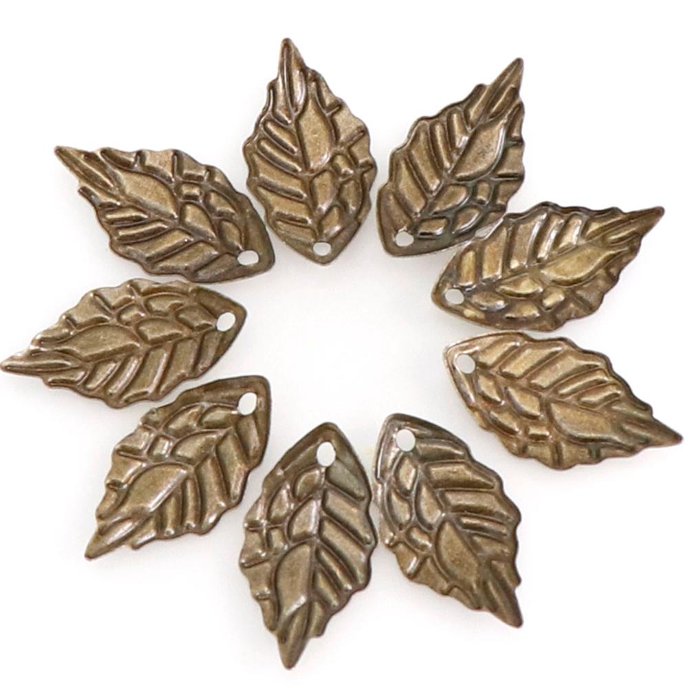 Set 20 phụ kiện kim loại kiểu chiếc lá dập nổi dùng làm đồ trang sức hoa tai dây chuyền thủ công