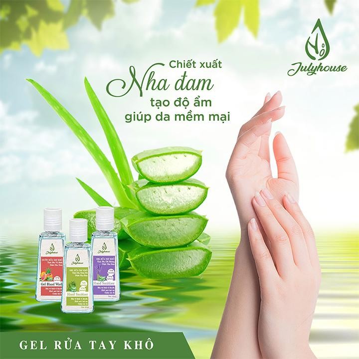 Gel rửa tay khô tinh dầu Bưởi Chùm và Nha Đam 100ml JULYHOUSE - Hàng Chính Hãng