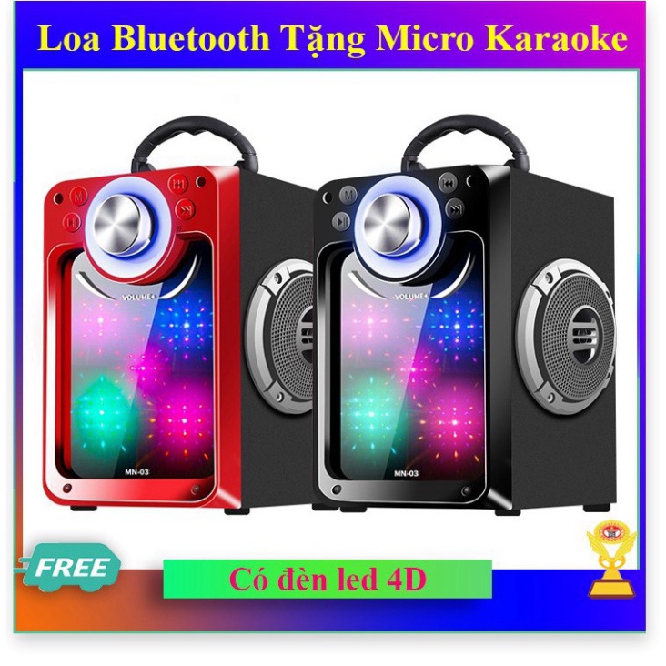 Loa karaoke MN03 có đèn led mặt gương kèm mic có dây nghe tuyệt hay loại xịn