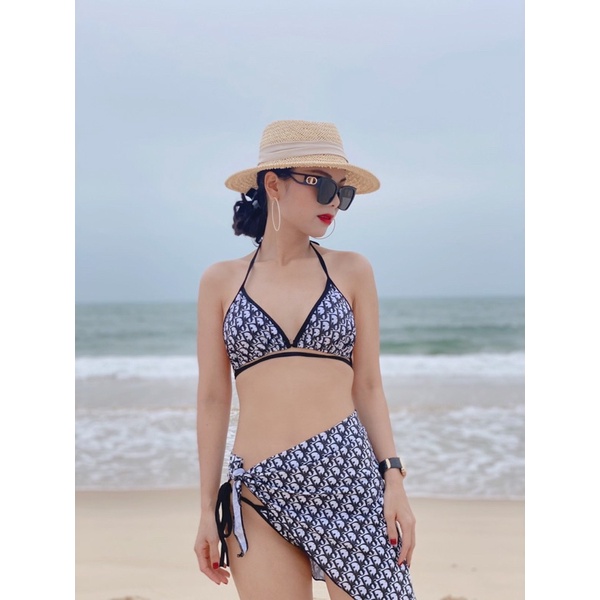Bikini Đồ Bơi Dior Kèm Khăn Quấn Emma (hình thật)