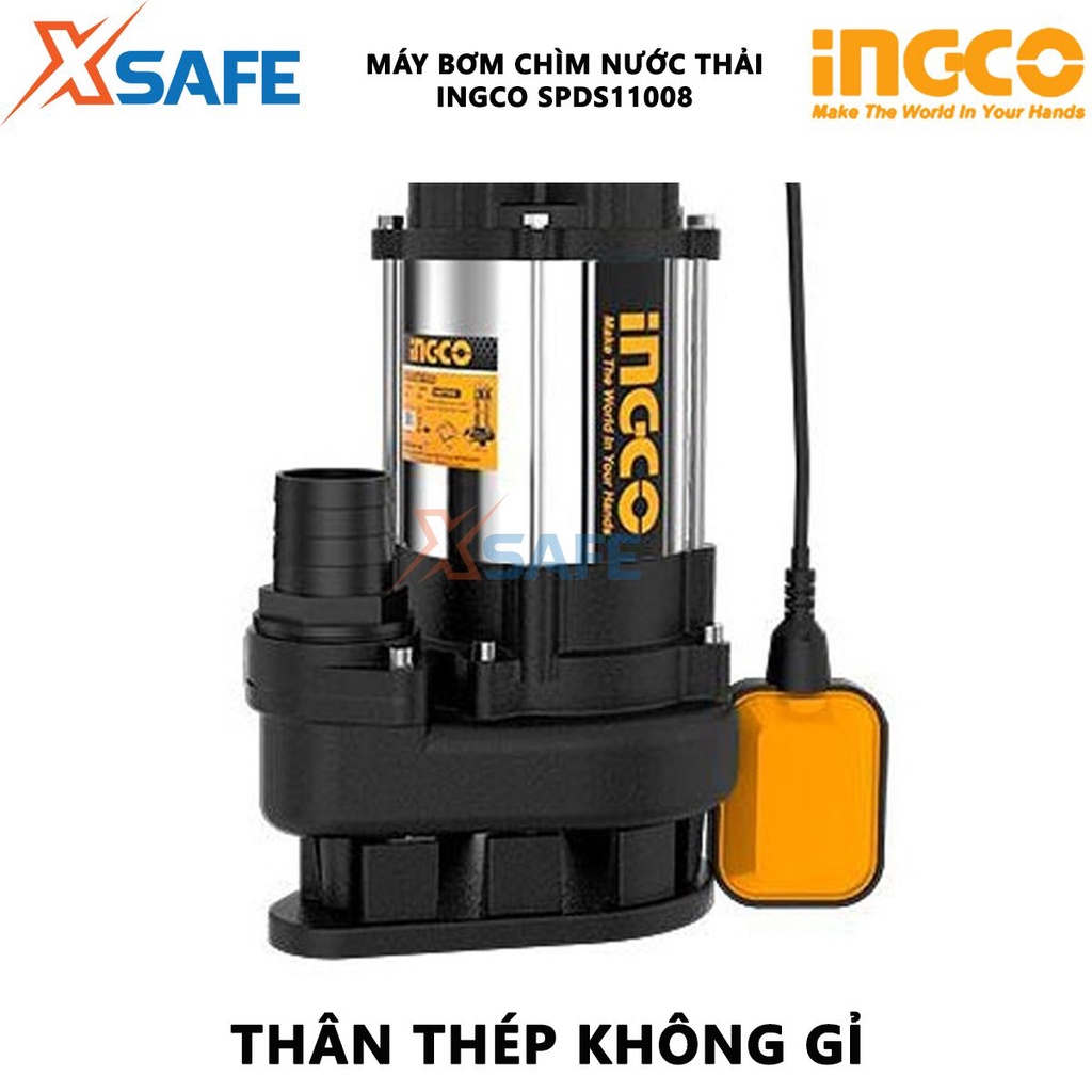 Máy bơm chìm nước thải INGCO SPDS11008 Máy bơm nước thải Điện áp 220-240V ~ 50Hz Công suất đầu vào 1100W(1.5HP)