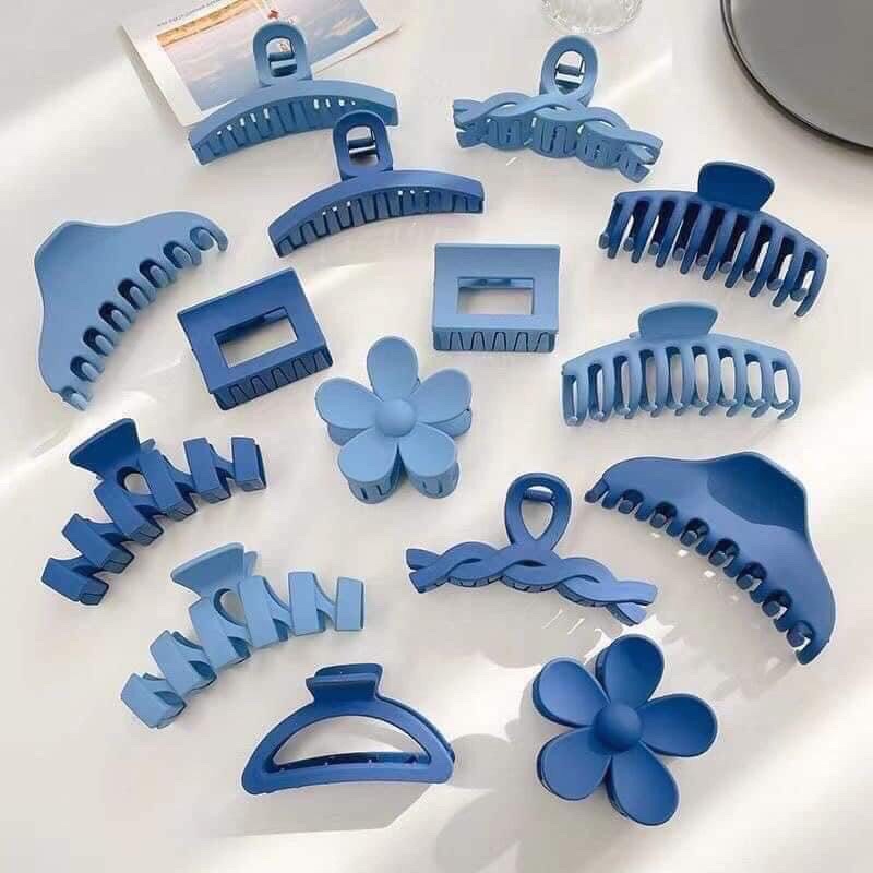 Set 8 chiếc kẹp ngoạm tóc style Hàn Quốc màu xanh dương