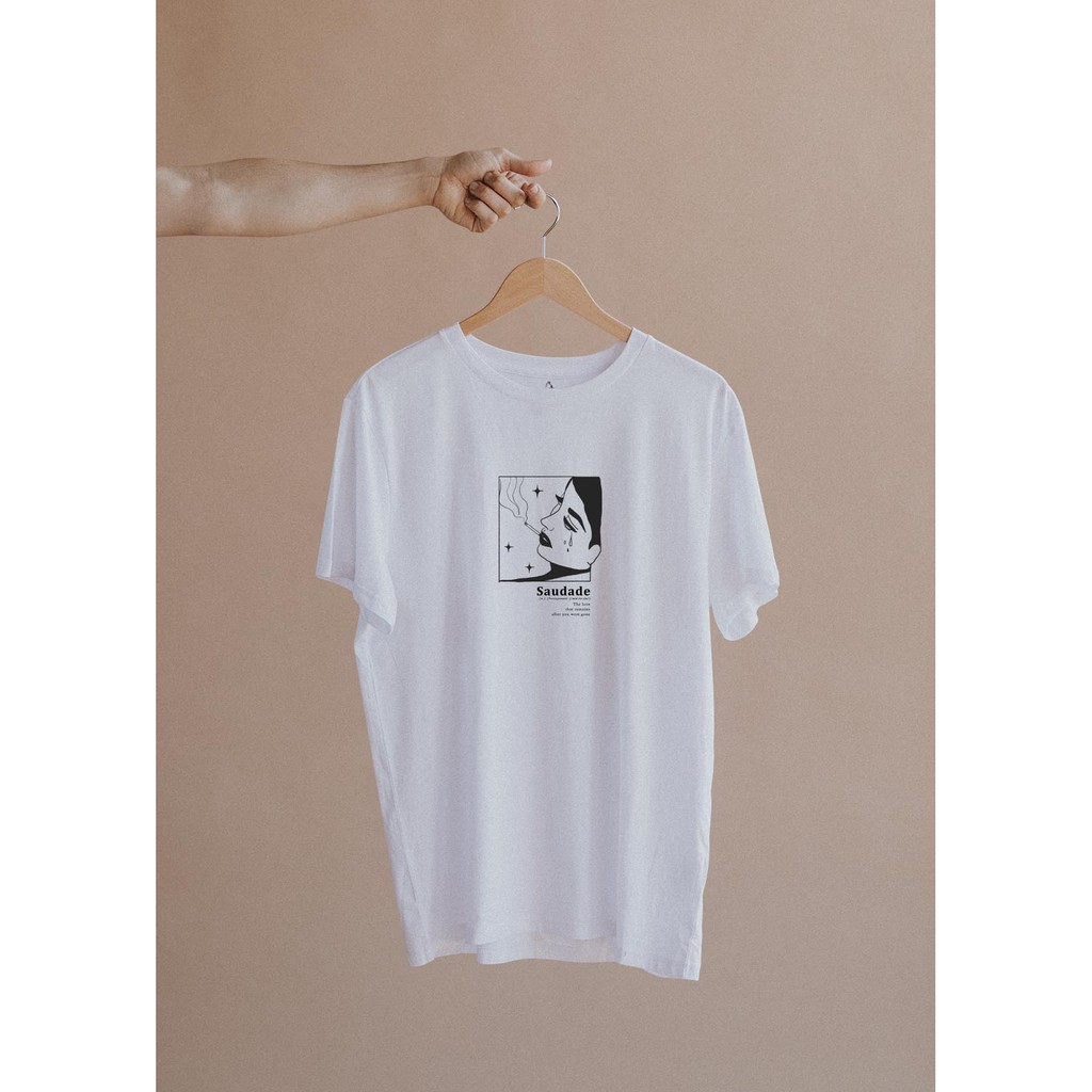 Áo thun in trắng cotton 🍄SAUDADE 🍄