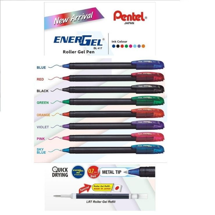 Bút Bi Gel Pentel Energel BL417 ngòi 0.7 nắp đậy.