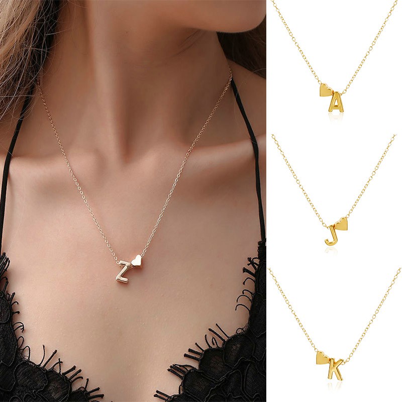 Vòng cổ Mặt 26 Chữ Cái Tiếng Anh / Trái Tim Thời Trang Cho Nữ
