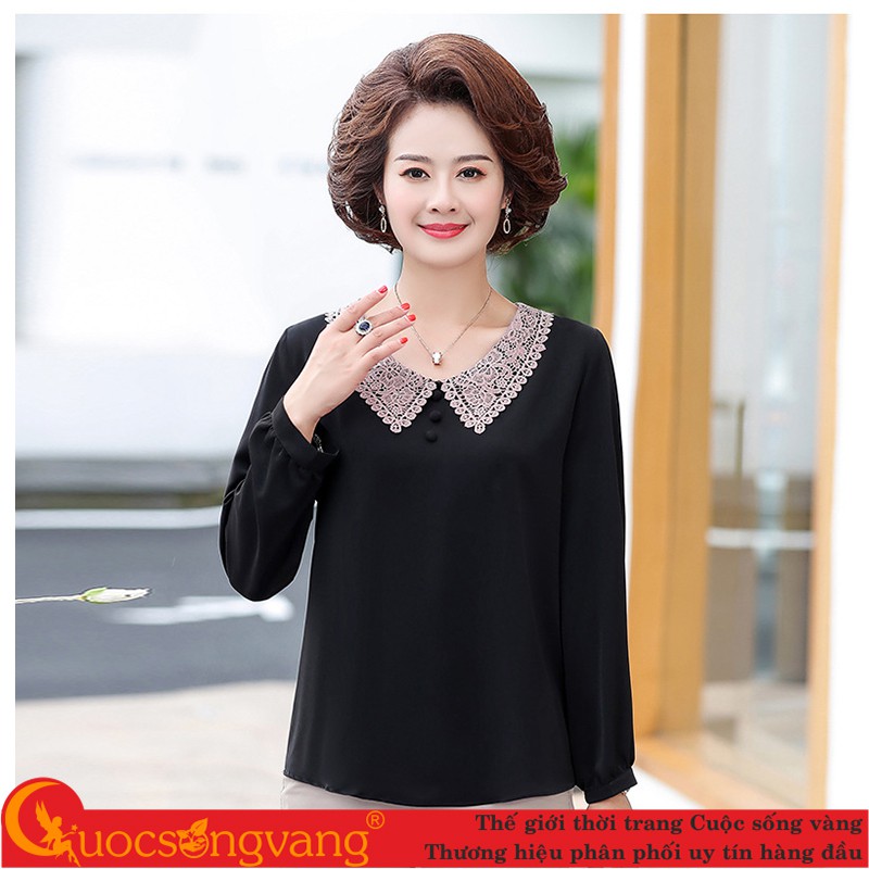 Áo trung niên nữ big size áo kiểu nữ phối ren GLA318 Cuocsongvang
