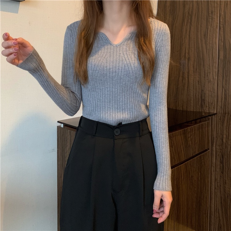 NUZIRO  Áo len cổ chữ V cho nữ