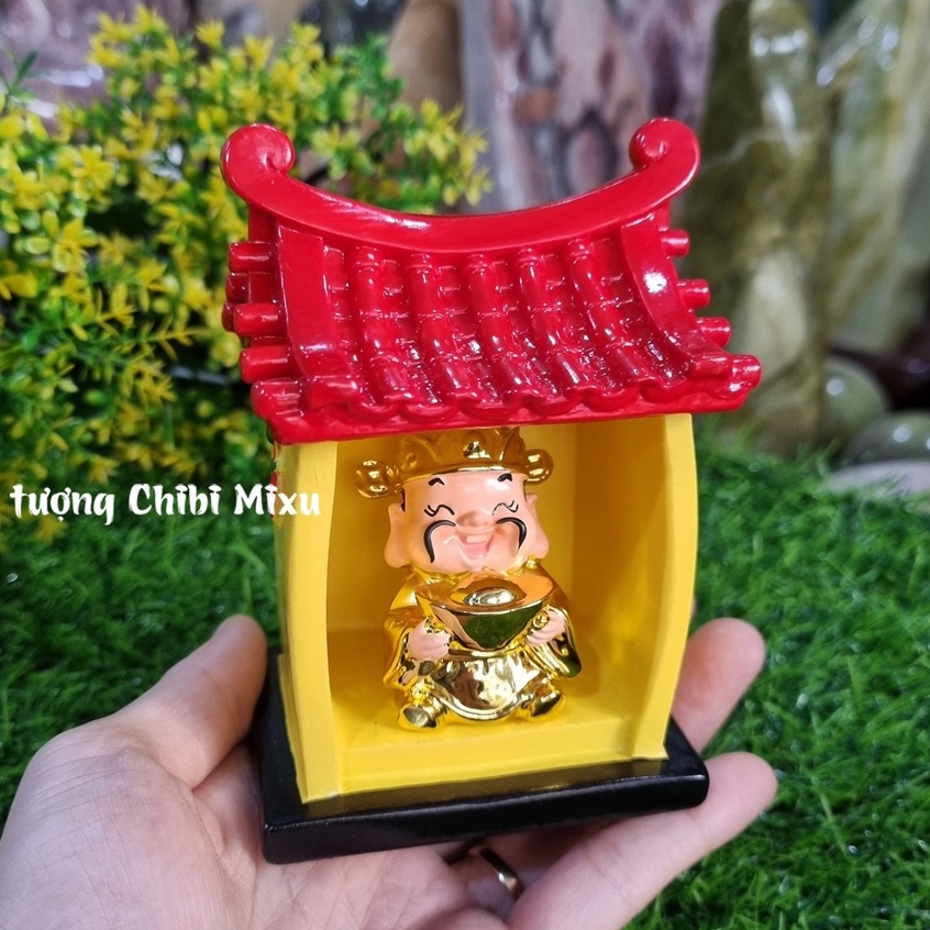 Miếu Thần Tài (gồm miếu size trung + tượng Thần Tài xi 4.5cm)