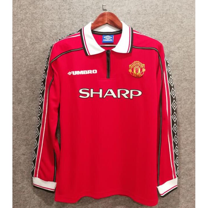 Áo Thun Thể Thao Bóng Đá Nam Tay Dài In Chữ Manchester 1998