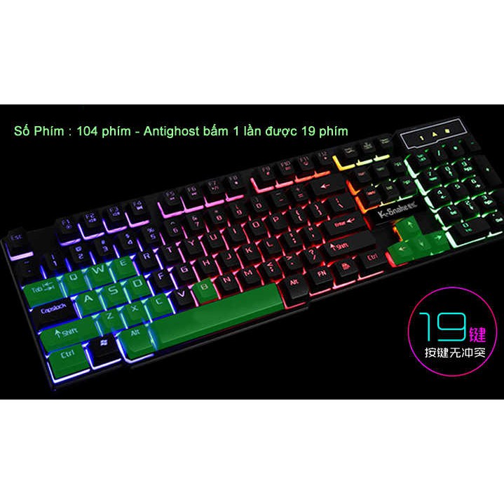 Bộ bàn phím và chuột K-SNAKE KM320 chuyên Game Led 7 màu