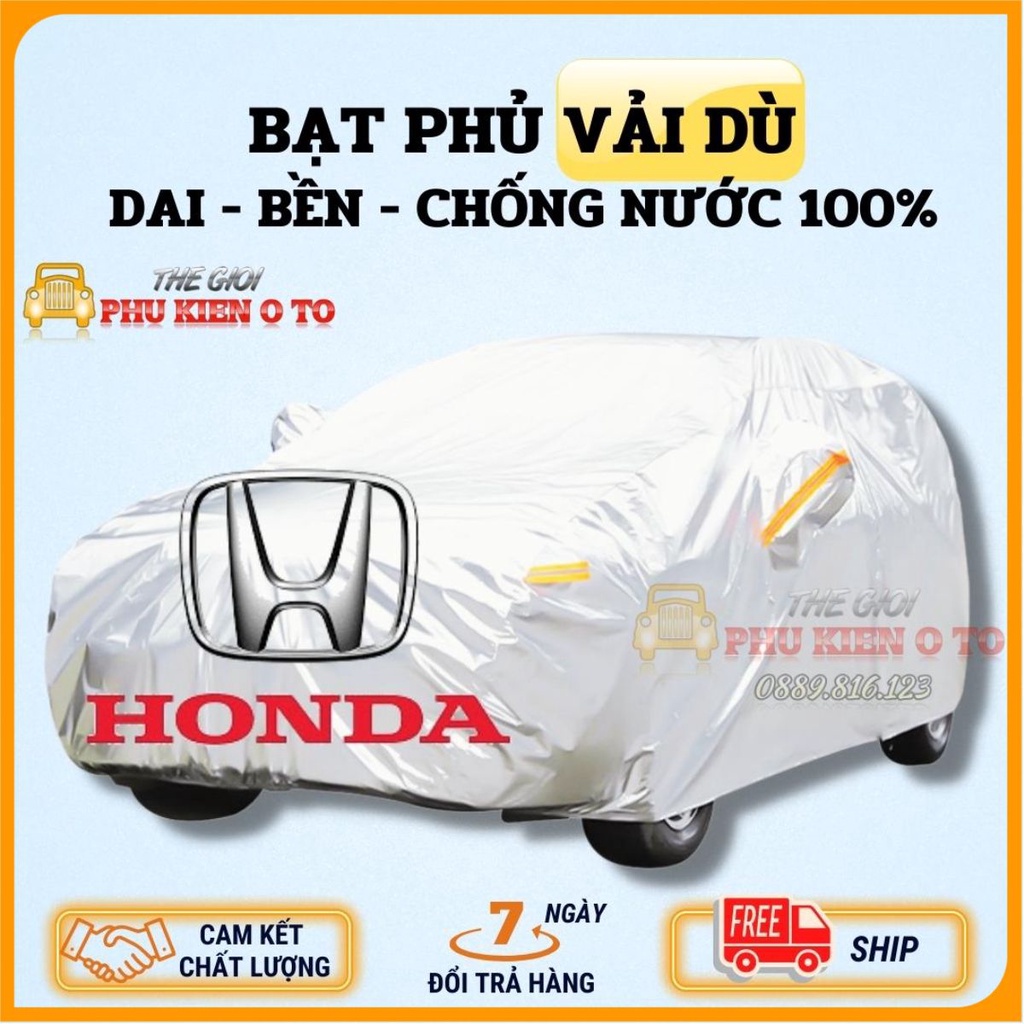 Bạt Phủ Ô Tô Vải Dù Honda CRV, Brio, City, HRV, Accord, Civic, Jazz chống nóng, chống nước tuyệt đối, có phản quang