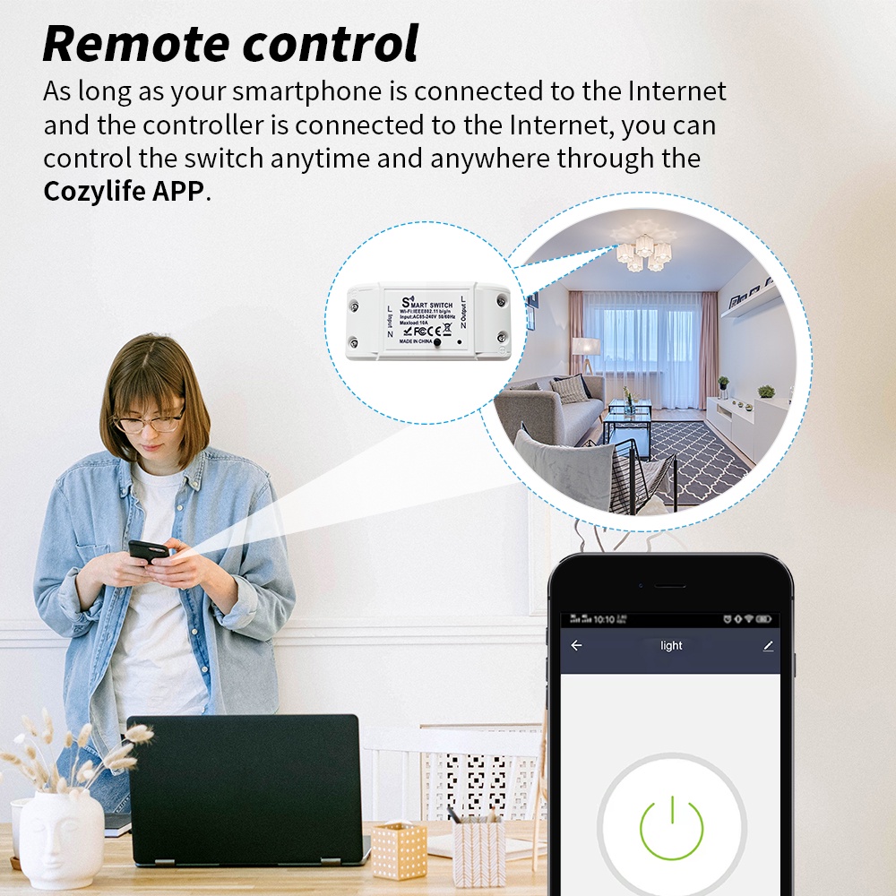 GOOGLE Công Tắc Thông Minh Kết Nối wifi Điều Khiển Bằng Giọng Nói Tiện Dụng