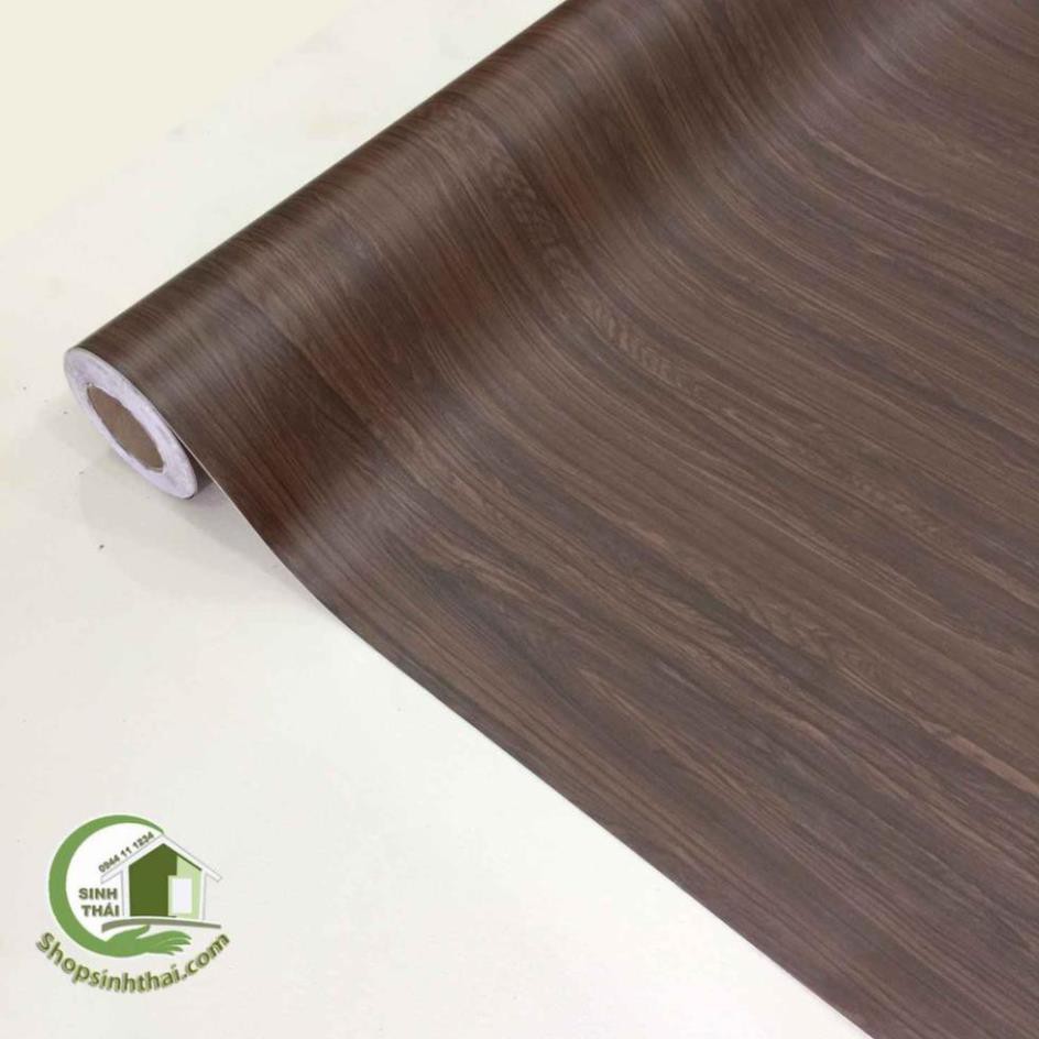 Giấy dán tường giả gỗ màu nâu đậm -  - có sẵn keo