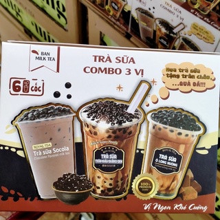 Trà Sữa 3 Vị Có Trân Châu (Socola, Đường Đen, Ô Long Nướng)-3 Types Milk Tea With Boba (Chocolate, Brown Sugar, Olong)