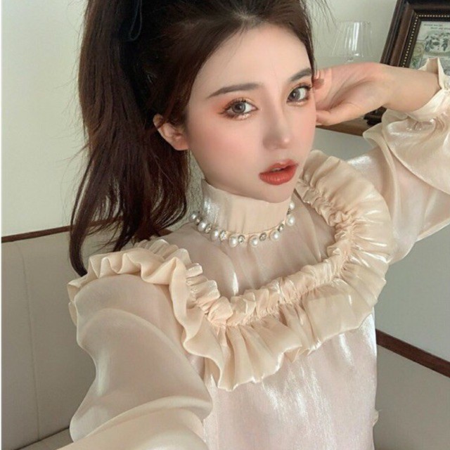ÁO CÔNG CHÚA 🎀🎀 CỔ TRỤ ĐÍNH HẠT VIỀN BÈO PHONG CÁCH CỔ ĐIỂN NỮ TÍNH