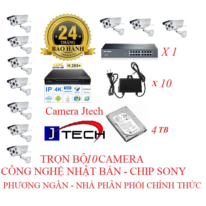 TRỌN BỘ 10 CAMERA IP 5MP + ĐẦU GHI + Ổ CỨNG 4TB TẶNG KÈM SWITCH 16 PORT GIGABIT