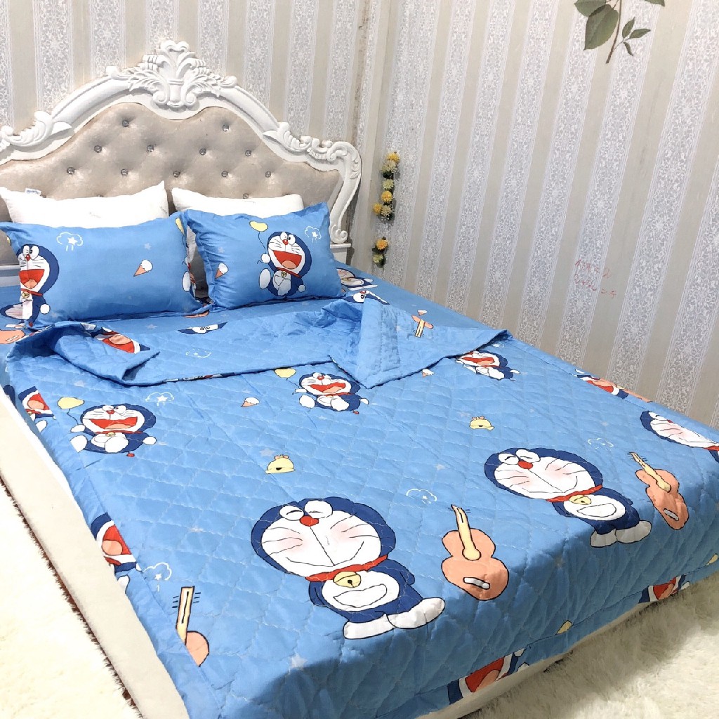 Trọn Bộ 5 Món Chăn Hè Thu Cotton Poly Mẫu Doremon