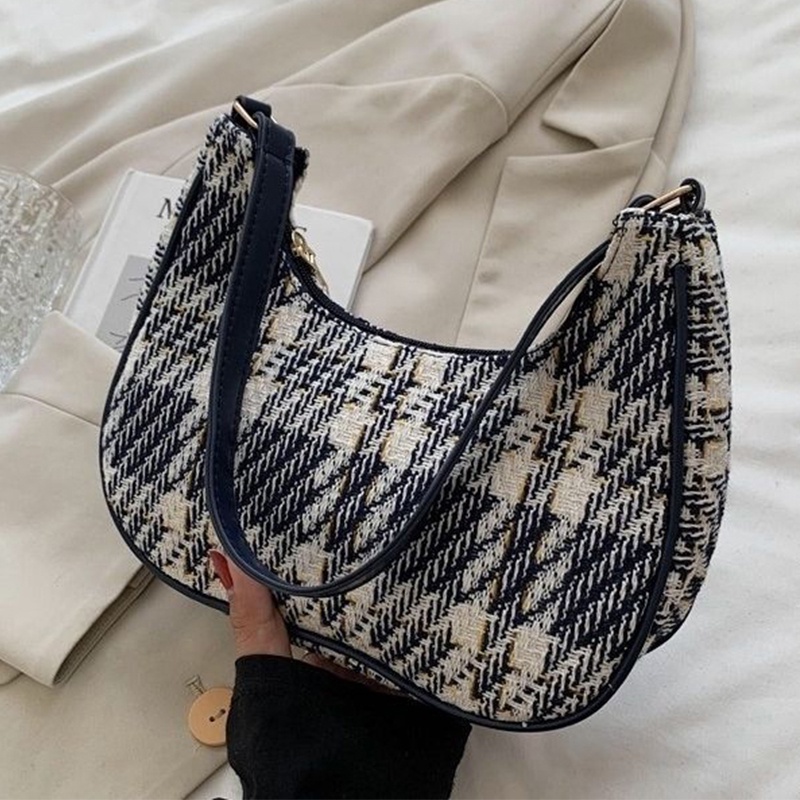 Túi Đeo Chéo Chuwanglin Vải Nylon Họa Tiết Sọc Caro Thời Trang Cho Nữ
